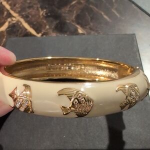 Gold and Cream Fish Motif Bangle